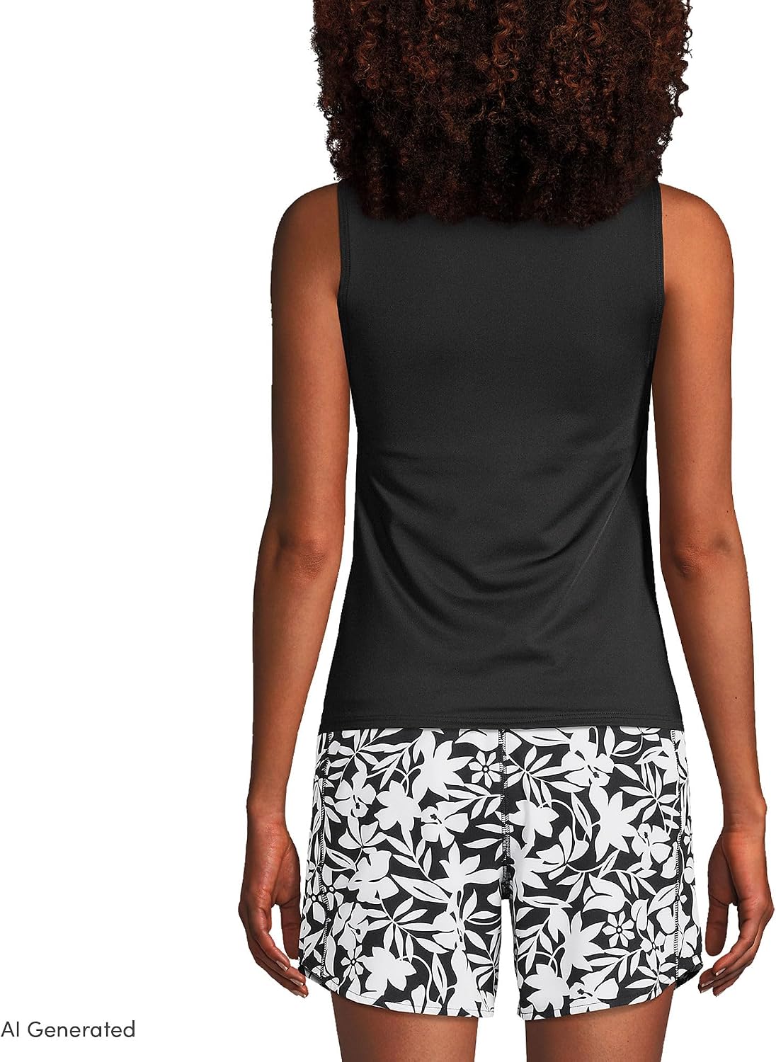 Lands' End Women's High Neck UPF 50 Modest Tankini Top Swimsuit