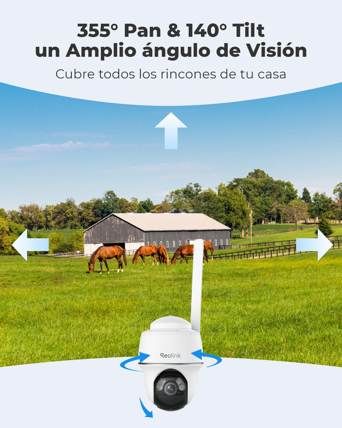 Reolink 3G/4G LTE Camara Vigilancia Exterior Solar con Bateria 5MP 360° PTZ | Cámara Inalámbrica con Tarjeta Sim & 64GB SD, Detección de Persona/Vehículo, Audio Bidireccional, Go PT Plus con Panel Solar
