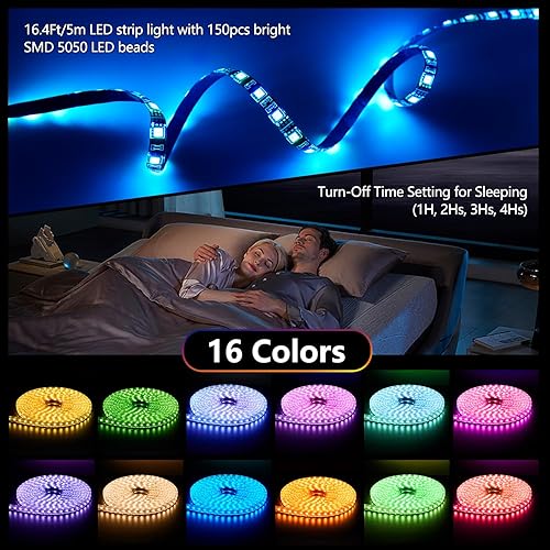 Miniatura 4 de Tira de luces USB de 32.8 pies, 300 luces LED para sincronización de TV con música con control remoto de 44 teclas, RGB que cambia de color, tira de