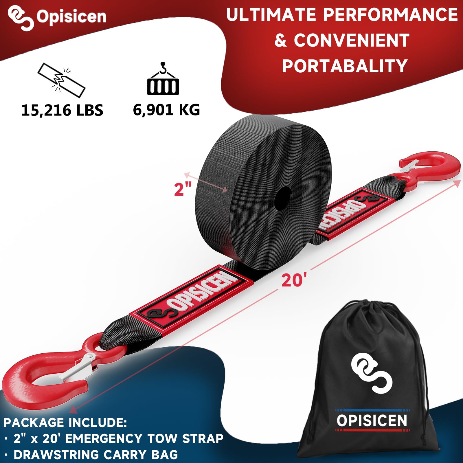 SmartStraps 2 In. X 30 Ft. Tow Strap With Hook Ends, 3,000 Lb - Foto 8