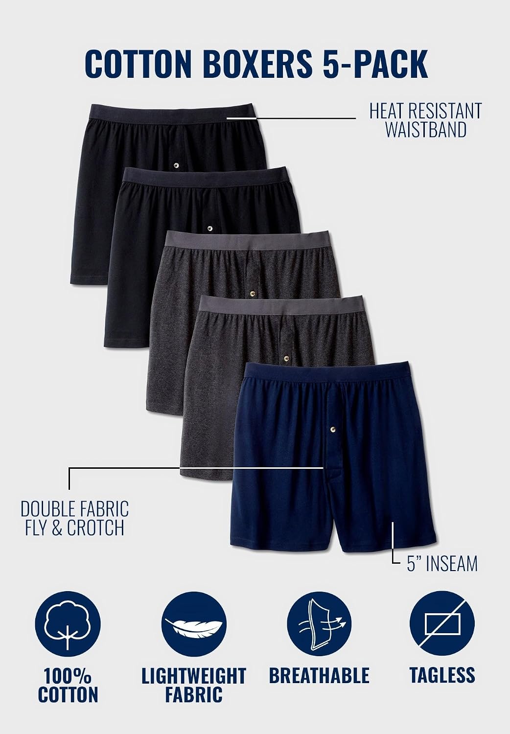 KingSize Men's Big & Tall 3-Pack Cotton Boxers