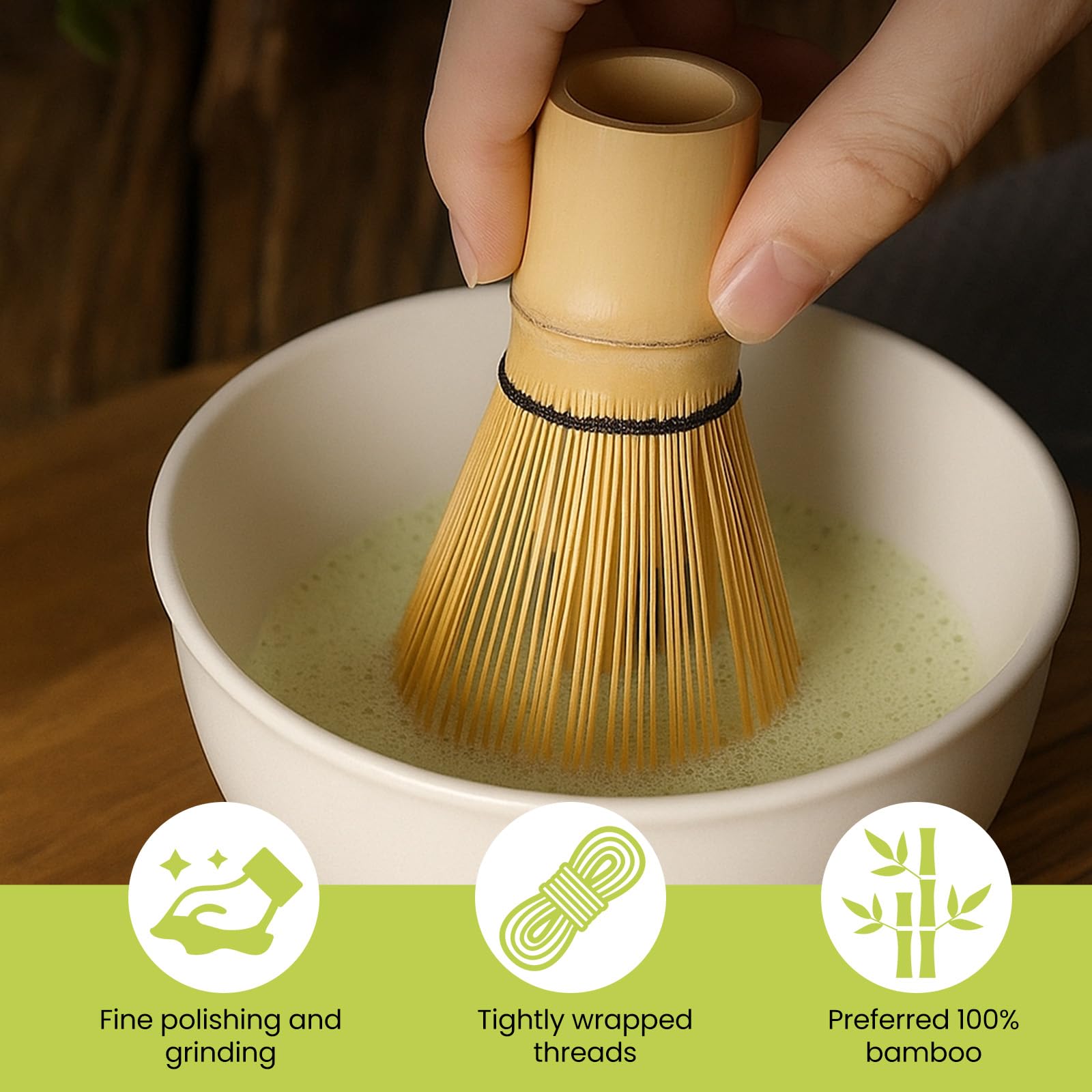 Fouet Matcha Bambou Chasen Traditionnel 100 Bâtonnets - Cérémonie Du Thé Japonais