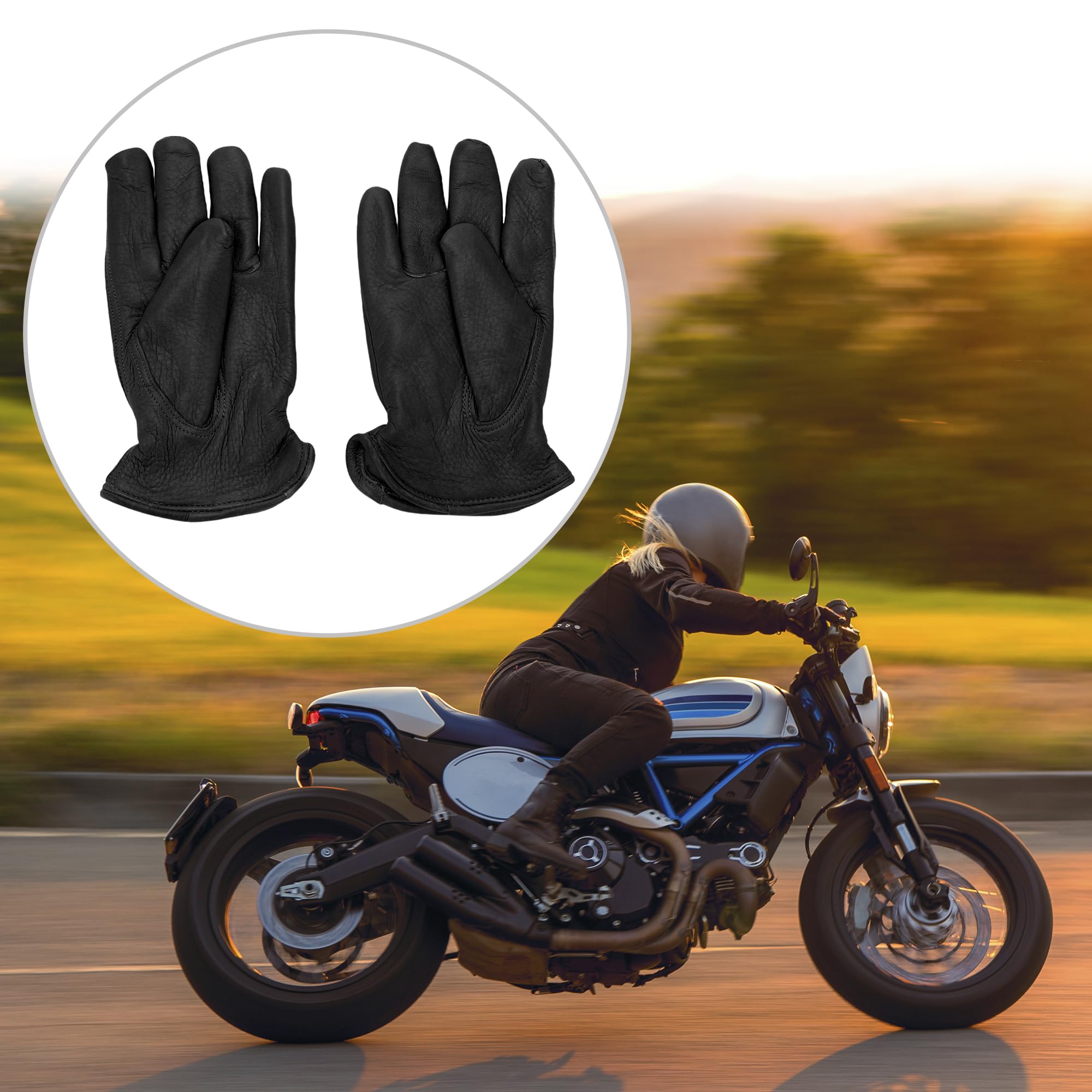 Guanti Moto Traspiranti A Dita Intere 1 Coppia Pelle Di Cervo | Taglia XL, Lungh. 8.3", Larg. Palmo 3.9-4.3", Antivibrazione, Presa Salda, Per MTB, Motocross, ATV, Dirt Bike, Guida
