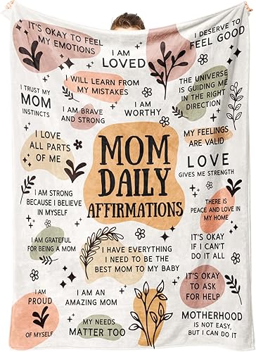 BaubleDazz Manta de regalo para mamá nueva, afirmaciones diarias para mamá, regalo de embarazo posparto para madres primerizas, mamá futura mamá,