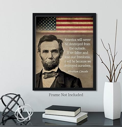Miniatura 6 de Govivo Cita histórica de Abraham Lincoln - Impresión artística de decoración de pared del presidente patriótico estadounidense - ilustraciones sin