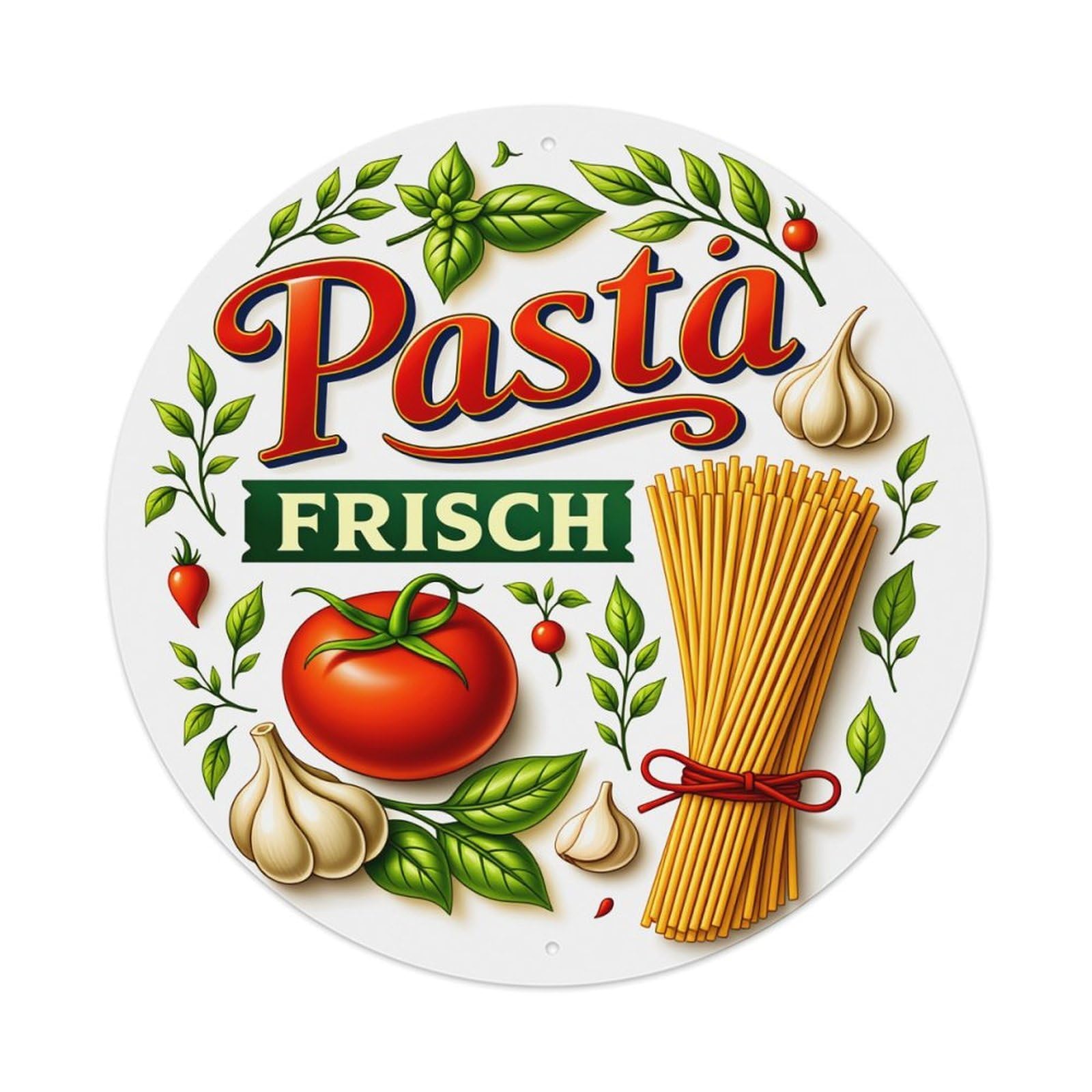 Pasta Fresh Tomato Garlic Basil Metal Tin Sign Vintage Garden Bedroom Cafe Bar Man Cave Home Wall Decor Metal Poster 8x8 inches