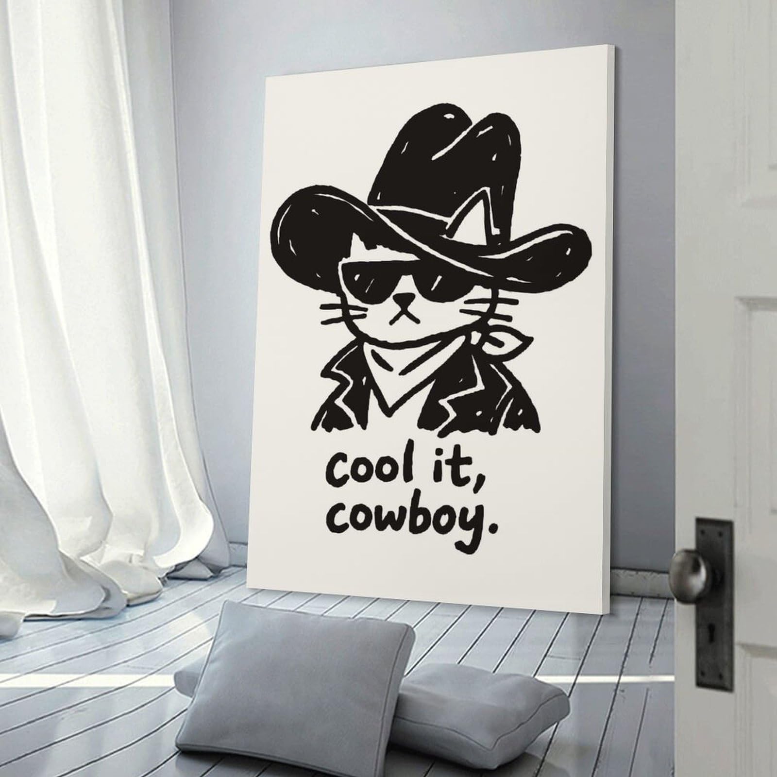 Junmoney COOL IT, Cowboy! Decorative Canvas Print, 24x36inch(60x90cm), for Gallery Wall Decor And Room Displays, Wall Decor Suited to Curated Displays