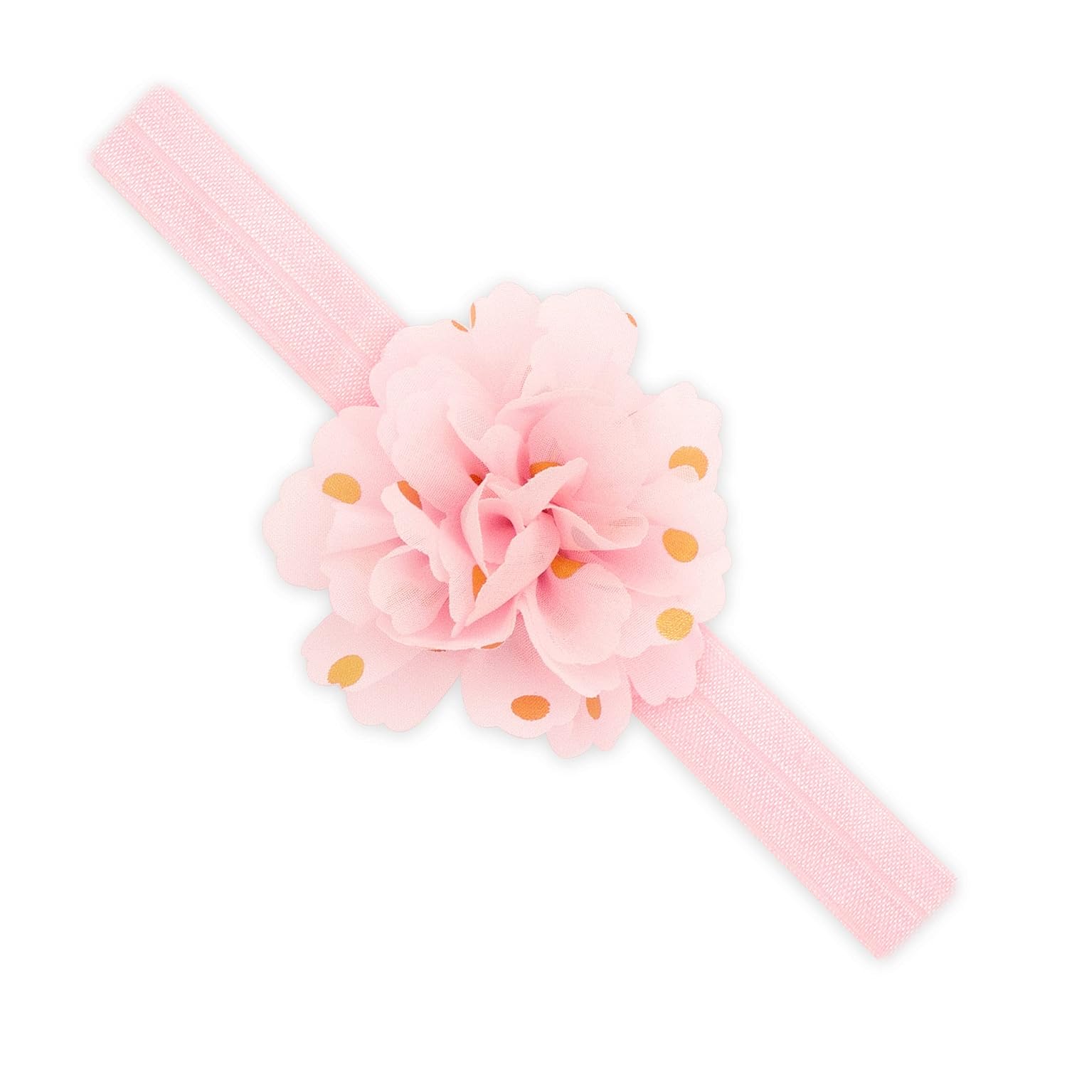 PLH Medium Gold Dot Chiffon Puff on Matching Elastic Baby Band