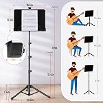 CAHAYA 5 in 1 Heightened Dual-use Sheet Music Stand & Desktop Book Stand, Height Adjustable from 31.4-67 In, Metal Portable Solid Back Including Carrying Bag, Sheet Music Folder & Clip, CY0304