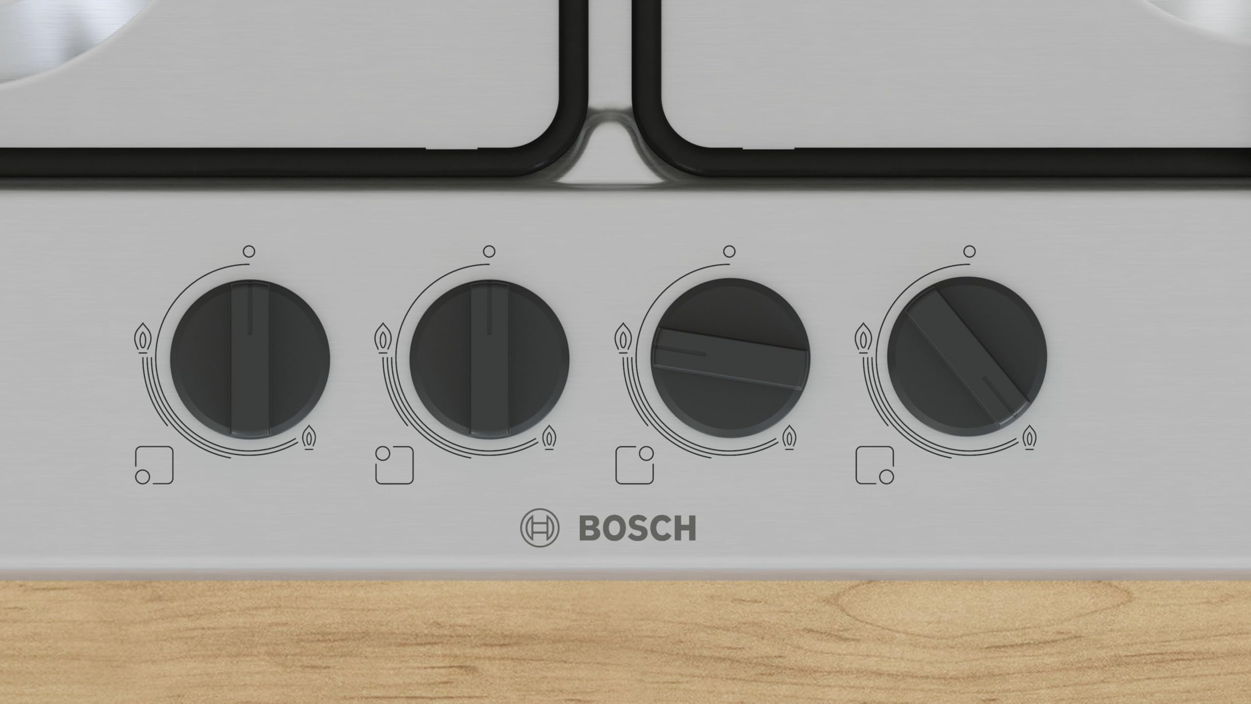 Bosch PGP6B5K85 Serie 4, Piano cottura a gas, Manopole a ponticello: controllo ergonomico, 4 fuochi, Inox, 60 cm, Serie 4 - NEW