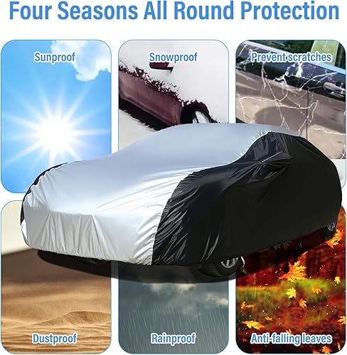 Miniatura 9 de Coverado - Funda impermeable para automóvil para todo tipo de clima, cubierta completa para automóvil con bolsillo invisible con cremallera,