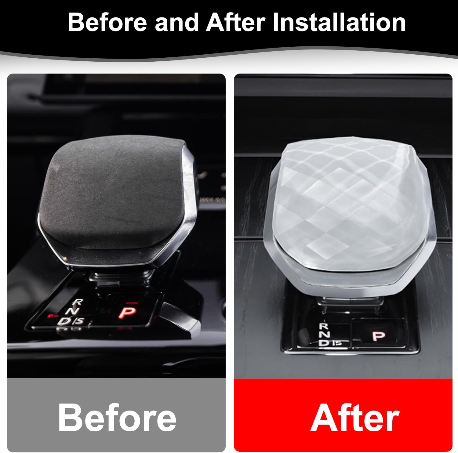 Crystal Gear Shift Knob Trim Cover Fit for Land Rover Range Rover Sport Evoque Velar Discovery 5 Jaguar F-Pace E-Pace Accessories 2023 2024 2025 (White)