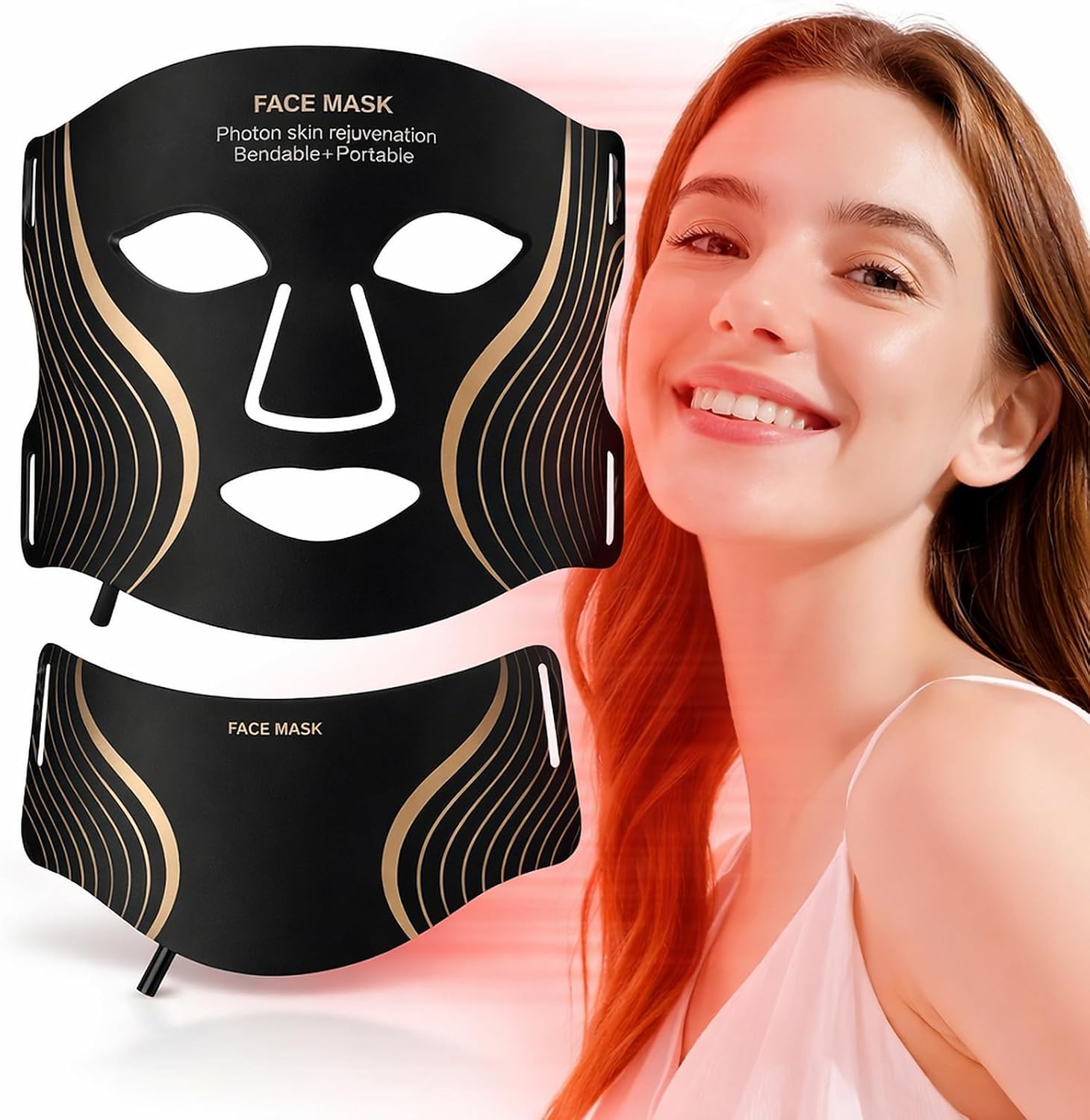 Red Light Therapy Mask for Face,LED Light Therapy Mask Skin Care Mask & Neck,Infrared Lights Masks for Home Working Travel Yoga Sleep