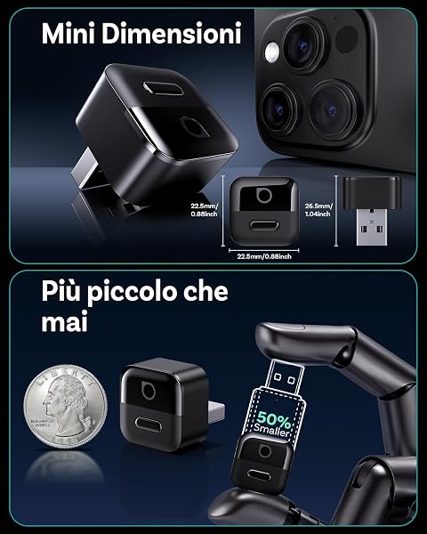 OTTOCAST Mini Pico 2026, Adattatore Wireless 2 in 1 CarPlay e Android Auto per iOS 10+/Android 11+, Pulsante Intelligente, Plug & Play, USB A/Type-C, Aggiornamento OTA, Converte Cablate in Wireless - 3