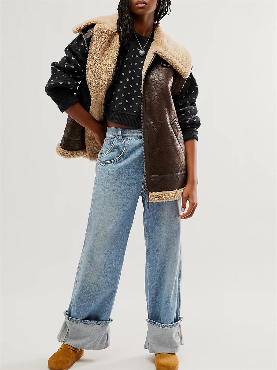 Women's Cropped Sweater Long Sleeve Polka Dots Crewneck Knit Casual Soft Pullover Sweater Top - Image 5