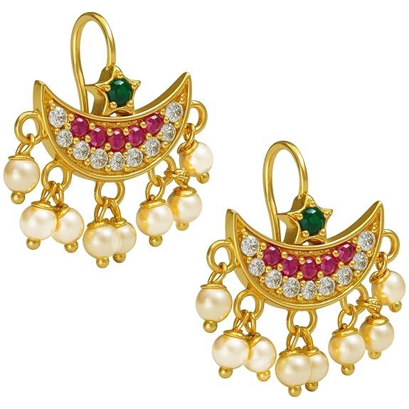 VAMA Fashions Upper Ear clips Press on Maharashtrian Traditional Press Bugadi Clip on Earrings for Women and Girls