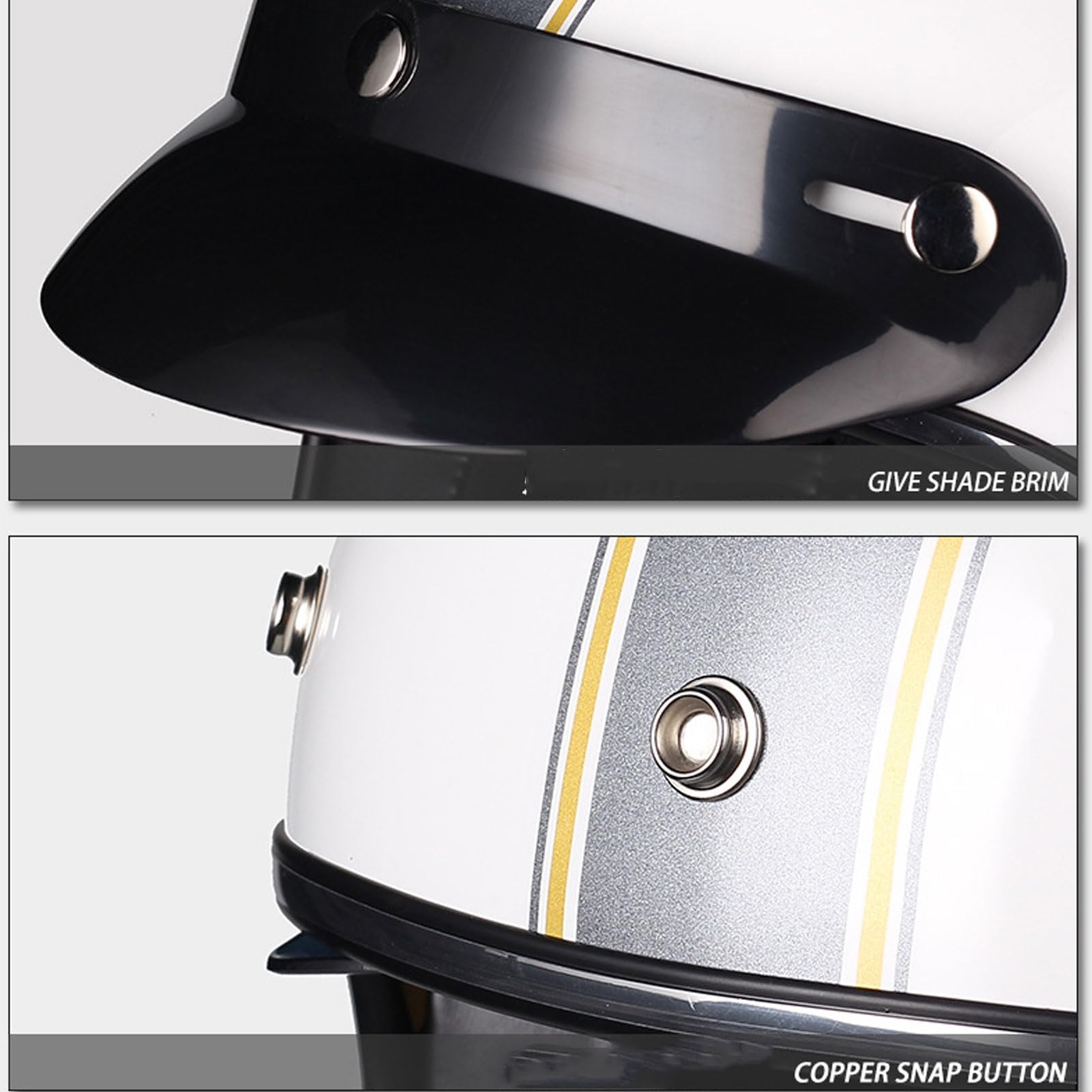 Kaski motocyklowe retro 3/4 z otwartą twarzą – lekki kask motocyklowy typu Jet, zatwierdzony przez DOT, zabytkowy kask do skutera dla motoroweru Cruiser Touring ATV, XXL=61-62cm,Style5