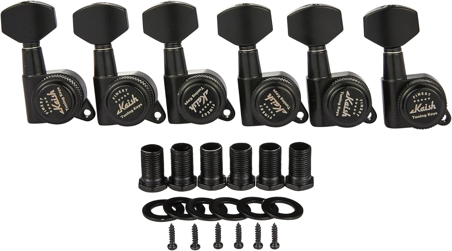 KAISH 18:1 Locking Tuners Tuning Keys Guitar Locking Tuning Machines with Mini Contemporary Buttons for Strat/Tele/Les Paul Electric/Acoustic Guitars Black