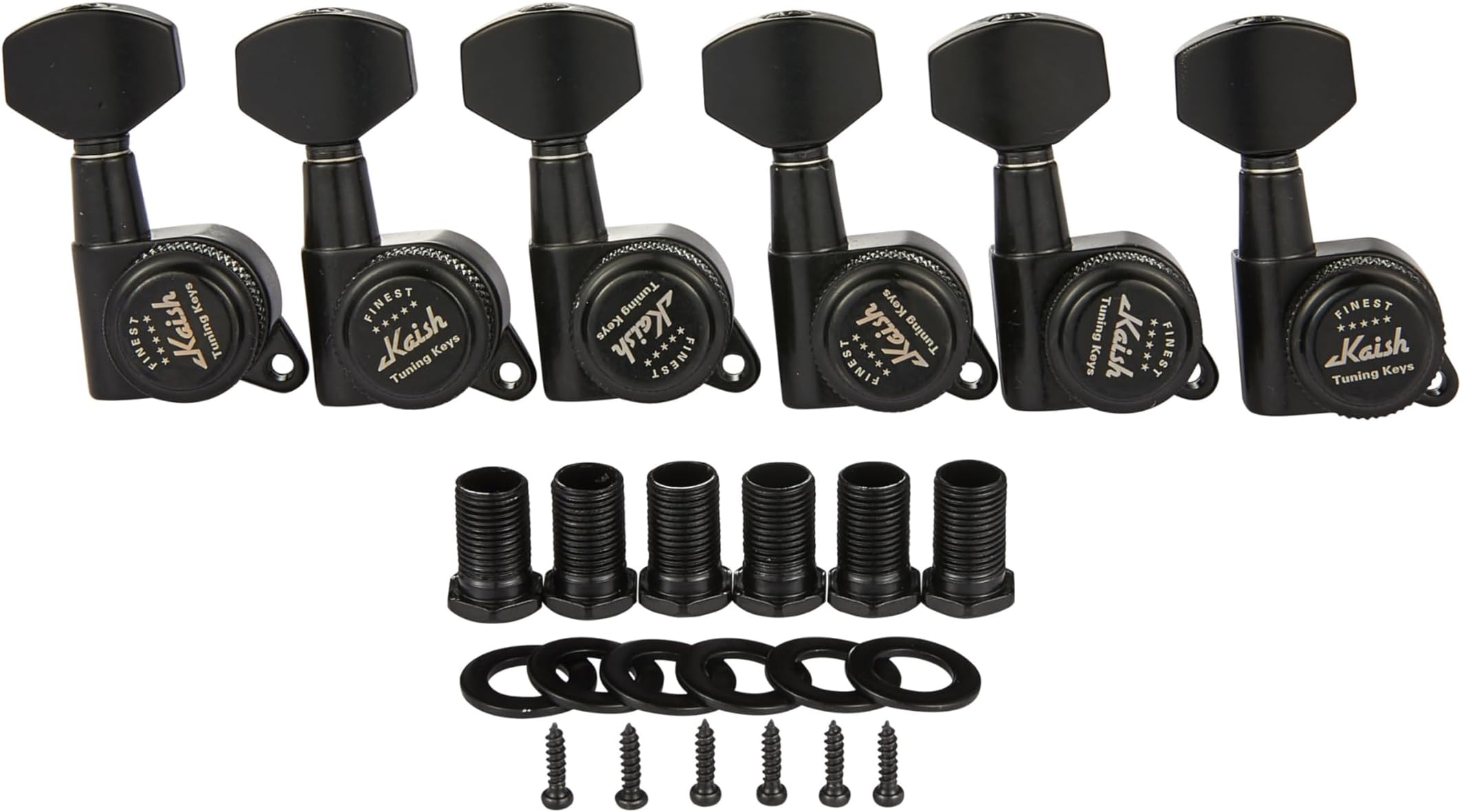 KAISH 18:1 Locking Tuners Tuning Keys Guitar Locking Tuning Machines with Mini Contemporary Buttons for Strat/Tele/Les Paul Electric/Acoustic Guitars Black