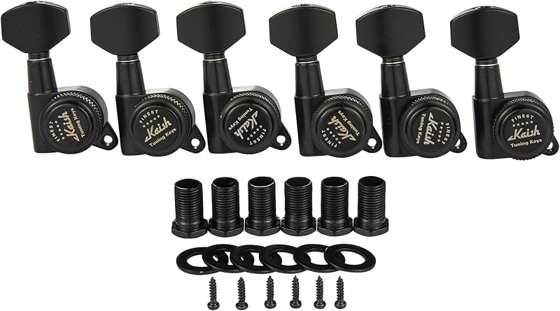 18:1 Locking Tuners Tuning Keys Guitar Locking Tuning Machines with Mini Contemporary Buttons for Strat/Tele/Les Paul Electric/Acoustic Guitars Black