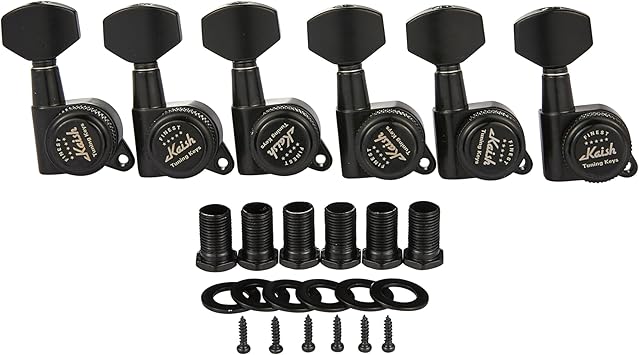 KAISH 181 Locking Tuners Tuning Keys Guitar Locking Tuning Machines with Mini Contemporary Buttons for Strat/Tele/Les Paul Electric/Acoustic Guitars Black