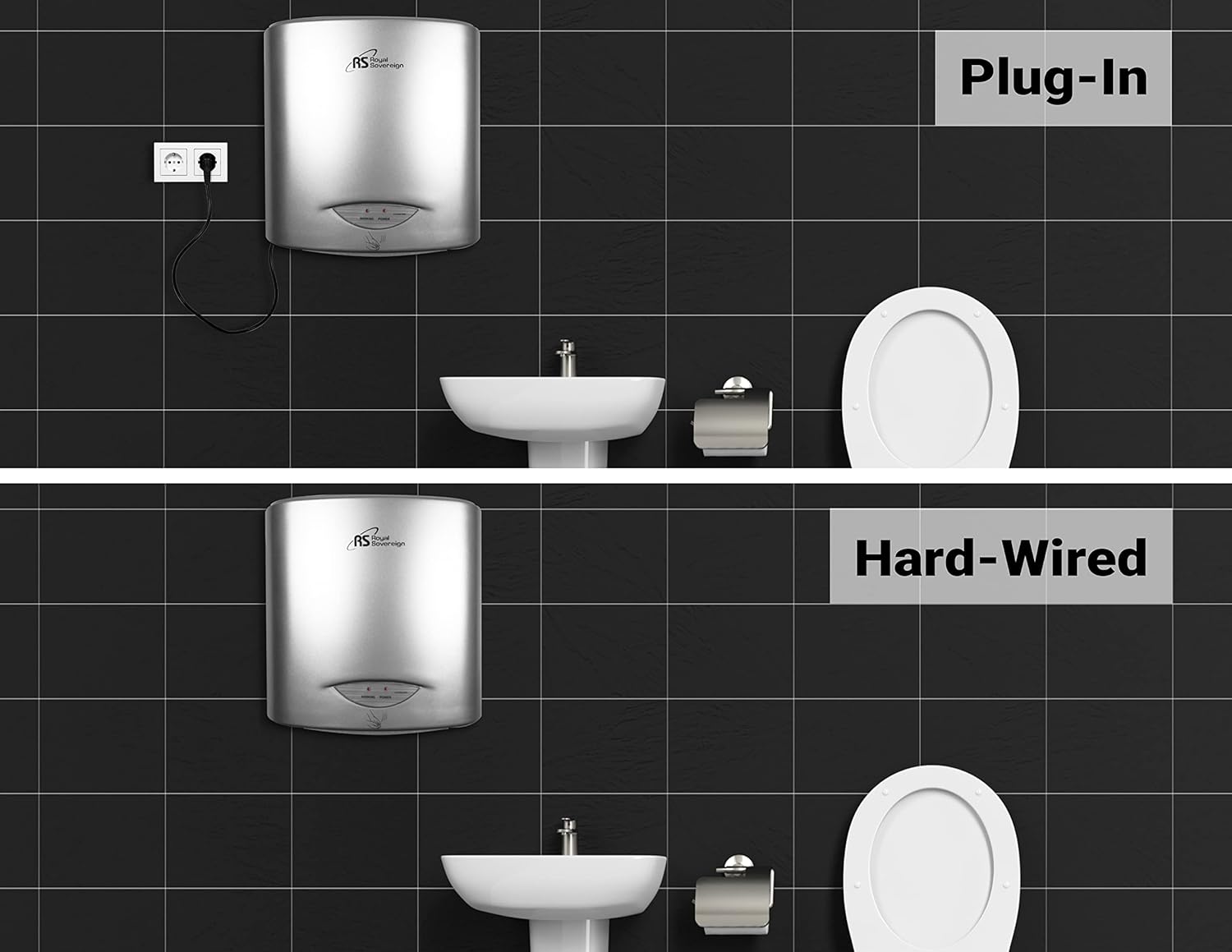 Royal Sovereign Touchless Automatic Hand Dryer, Durable 20 Second Hand Dry Time, 1200 Watt, Silver (RTHD-421S)