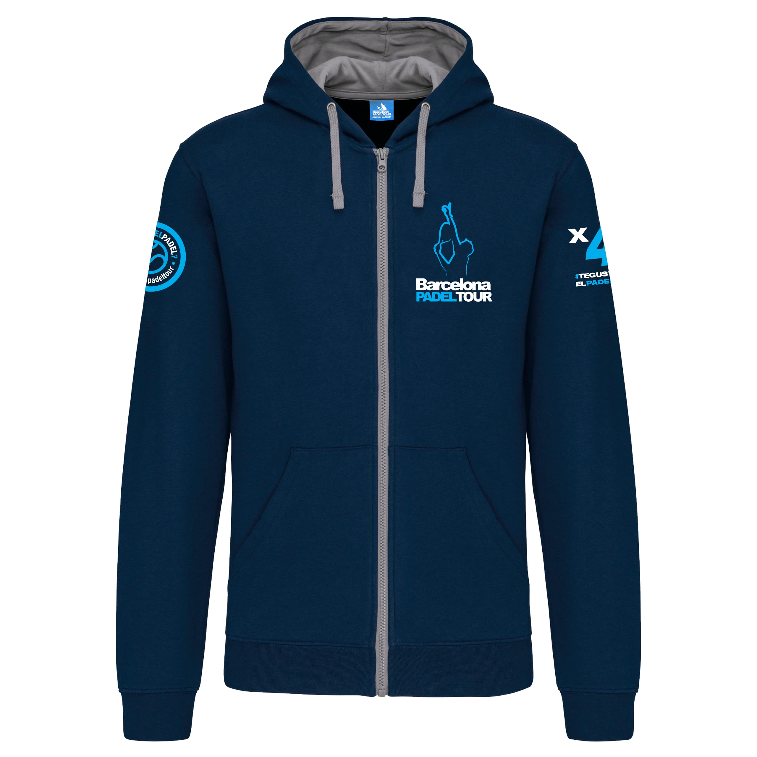 Barcelona Padel Tour - Sudadera con Capucha y Cremallera con Logo Hombre - Chaqueta de Deporte con Estampación de Pádel - Ropa Deportiva de Algodón