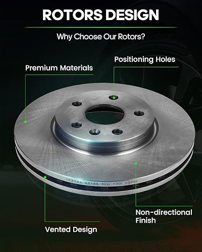 Miniatura 894 de Kits de frenos y rotores, rotores de freno SCITOO y 8 pastillas de cerámica para 08-12 para Chrysler Town & Country, 08-12 para Dodge Grand Caravan