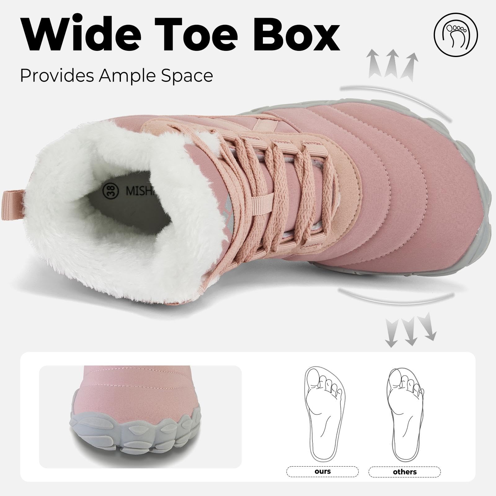 Mishansha Unisex Scarpe Invernali Barefoot Shoes Caldo Stivali Neve,Gr.36-48