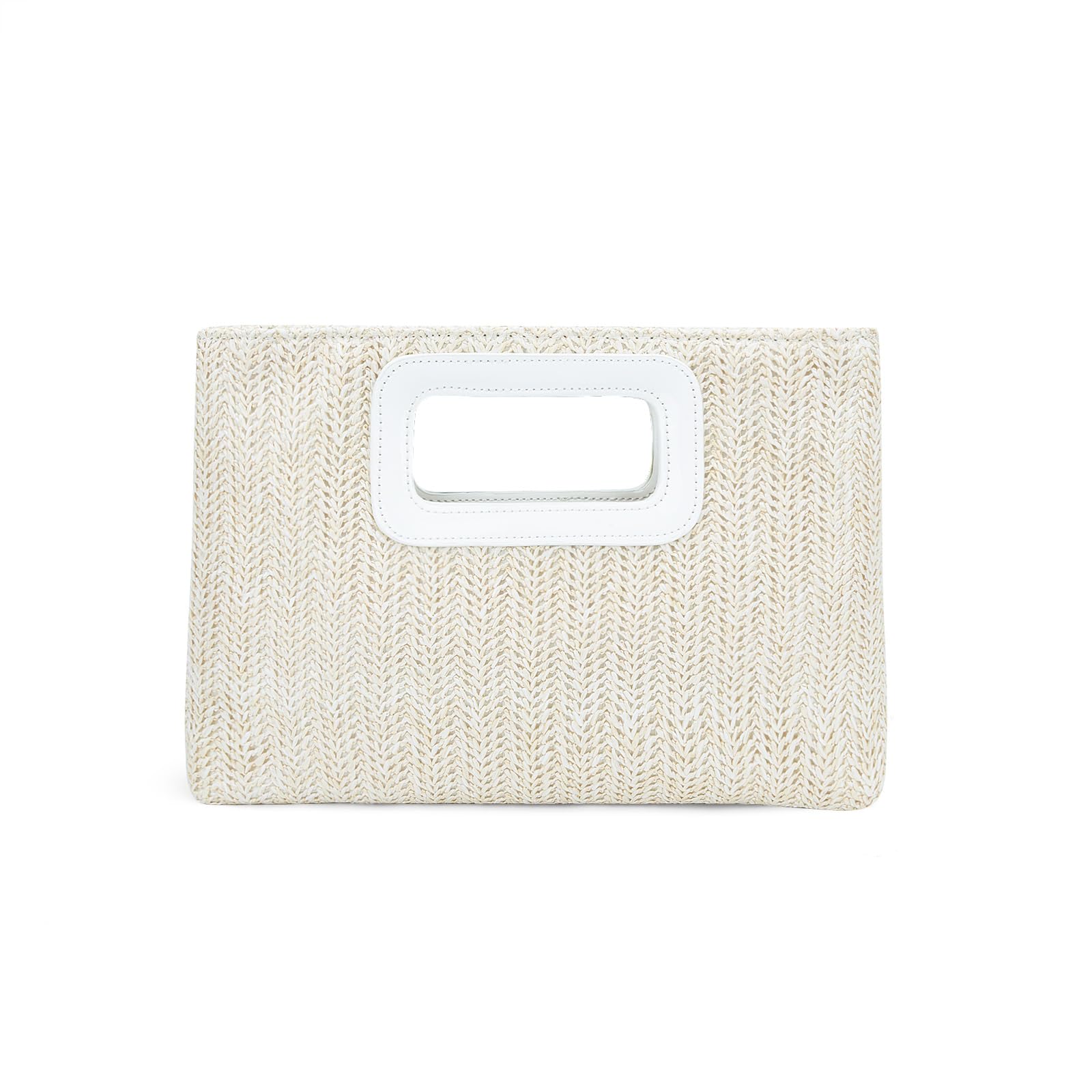Gets Borsa in paglia intrecciata con manico superiore, pochette da sera da donna, borsa a tracolla in rattan bohémien, con catena