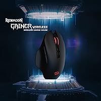 Vista 2 de Redragon M656 Gainer - Mouse inalámbrico para juegos, 4000 DPI 2.4Ghz mouse inalámbrico con 5 niveles de DPI, 7 botones macro, retroiluminación LED