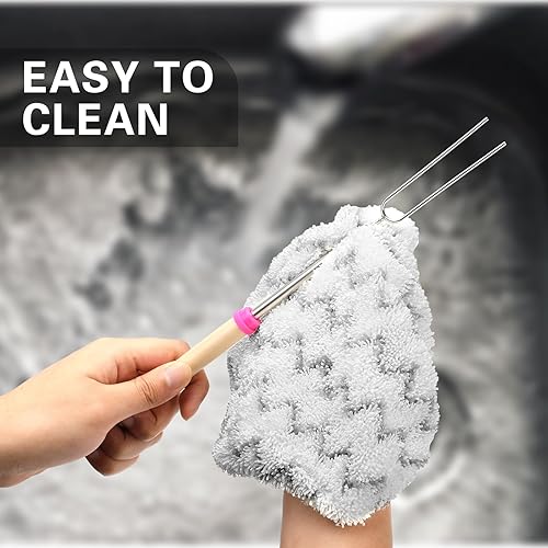 Miniatura 7 de HOOPLE Palitos para asar malvaviscos de 32 pulgadas con bolsa de lona, accesorios de campamento para pincho Smores. Tenedores extensibles de acero