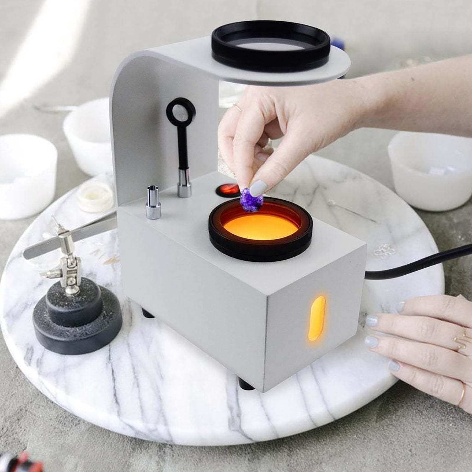 Tisch-polariskop Mit Led-leuchte, Spiegelhöhe 58 Mm, Mit Interferenzkugel Und Universalklemme, Schmuck-polarisometer-Tester Für Diamanten, Amethyste Und Edelsteine