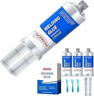 Metal Glue, 1.76 oz Automotive Glue Heavy Duty Waterproof, Weld Fill Cast Plastic, Wood, Ceramic, Stainless Steel, Cement, Outdoor Fence Repair, High Temperature Resistant (3 pcs)