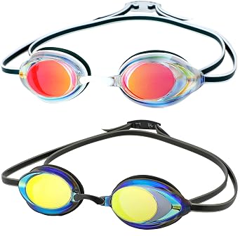 Swim Goggles, Swimming Goggles 2 Pack UV Protection Anti Fog Swim Goggles for Adult, Men, Women, Youth