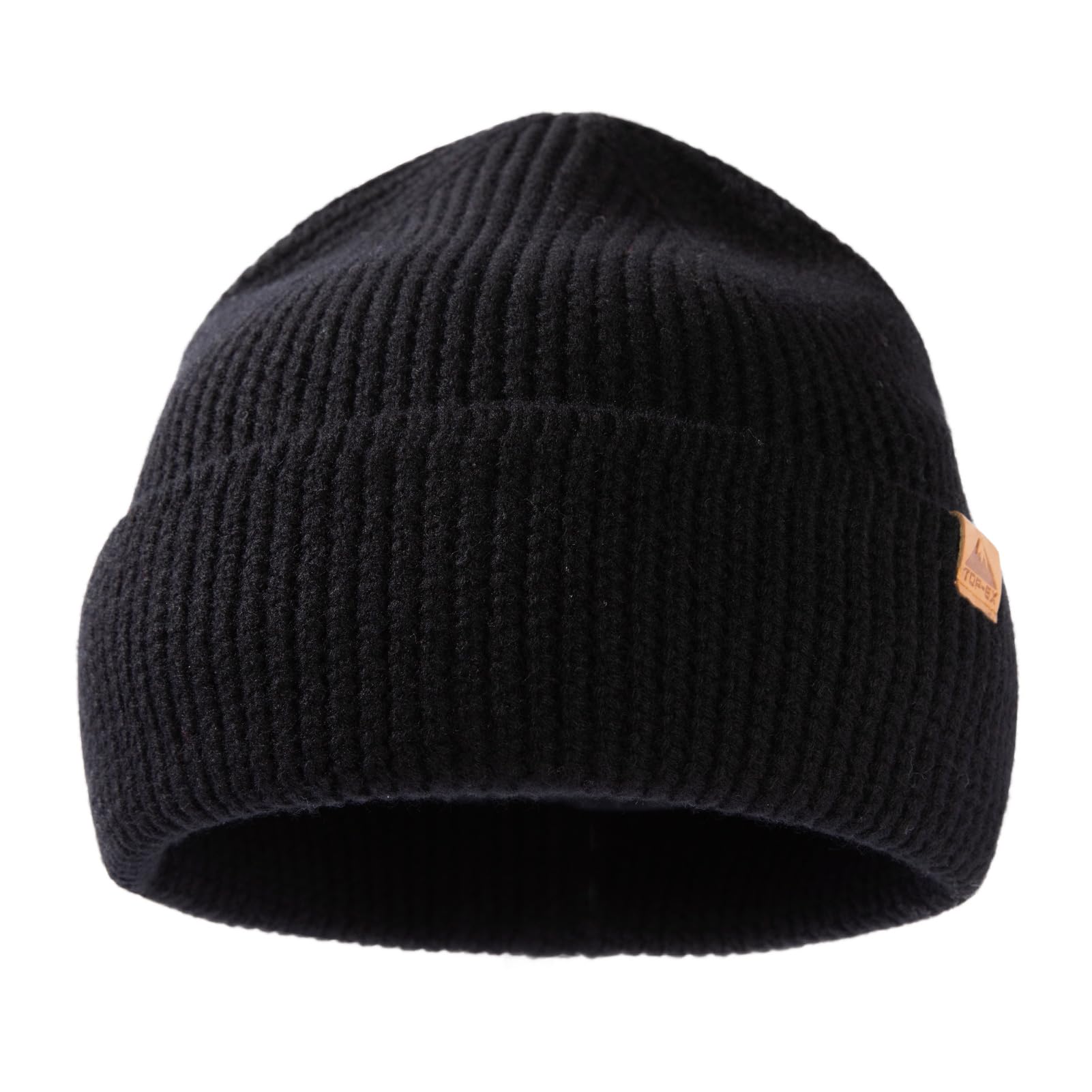TOP-EX 100% Merino muts, gebreide muts, klassieke wollen muts, warme wintermuts, beanie voor dames en heren, zacht en elastisch, ademend en uniseks, zwart, XL-XXL