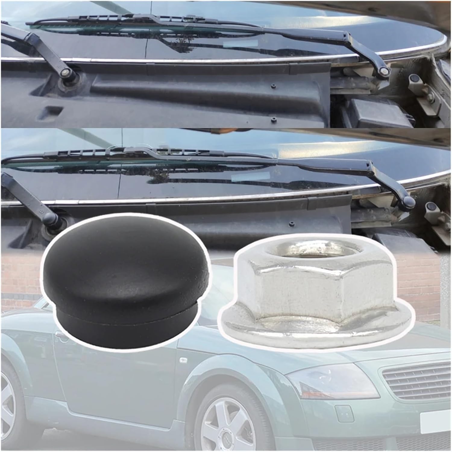 Car Front Windshield Wiper Arm Nut Screw Cap Bolt Rocker Cover Fit For Audi TT 8N 8J 8S 2003-2014 2015 2016 2017 2018(2Pcs Nut)