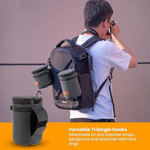 Vista 13 de TARION Funda rígida para lente de cámara profesional, bolsa acolchada para lente de cámara, bolsa de transporte para lente DSLR SLR, a prueba