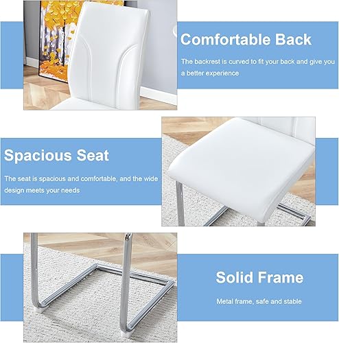 Miniatura 3 de Modern Dining Chairs Set of 4,High Back Kitchen Dinner Chairs with PU Leather Seat Support by Chrome Plate Legs for Dining Room Kitchen Living Room