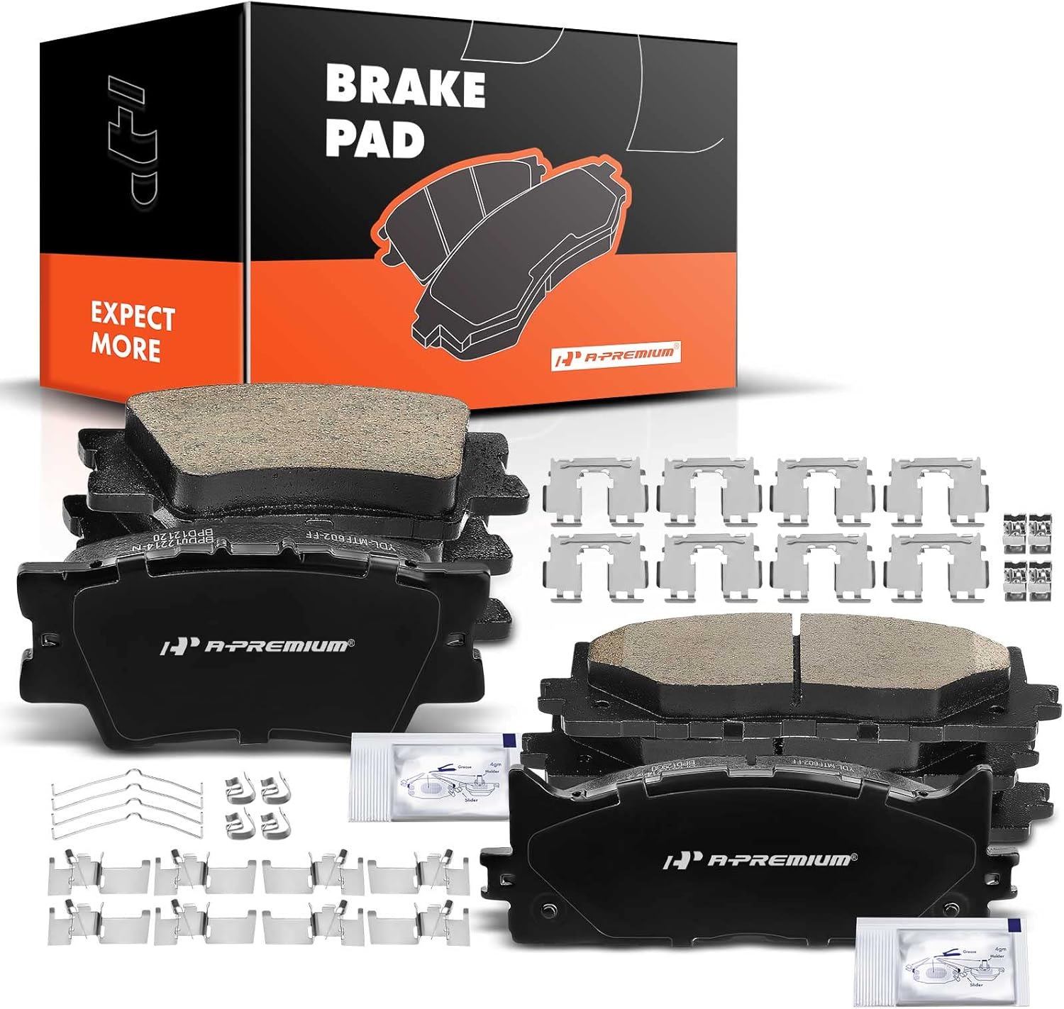 A-Premium Front and Rear Ceramic Brake Pads Set Compatible with Lexus and Toyota Models - ES300h 2013-2018, ES350 2007-2018, Avalon 2008-2018, Camry 2007-2017, with Hardware, 8-Pack