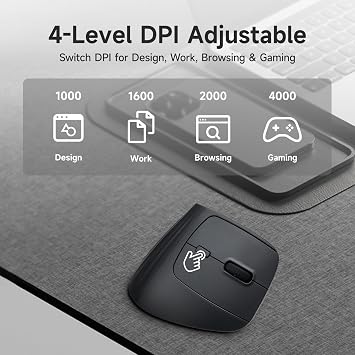 SANWA Wireless Ergonomic Mouse for Large Hands, Silent Click Vertical Mice with Wrist Rest, 1000-4000 DPI, 3-Device Connect (2.4G + 2 Bluetooth 5.4), Compatible with Mac, Windows, Laptop, PC, Black