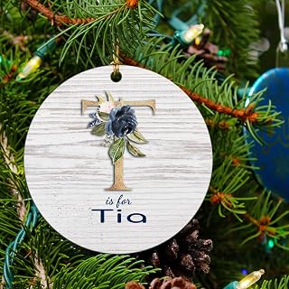 Xmas Gifts 2022 Christmas Ornaments Tree Decorations with Name Tia Christmas Tree Decorating Party Holiday Xmas Gift Funny Novelty for Family Best Friends Husband Wife MDF Plastic 3"
