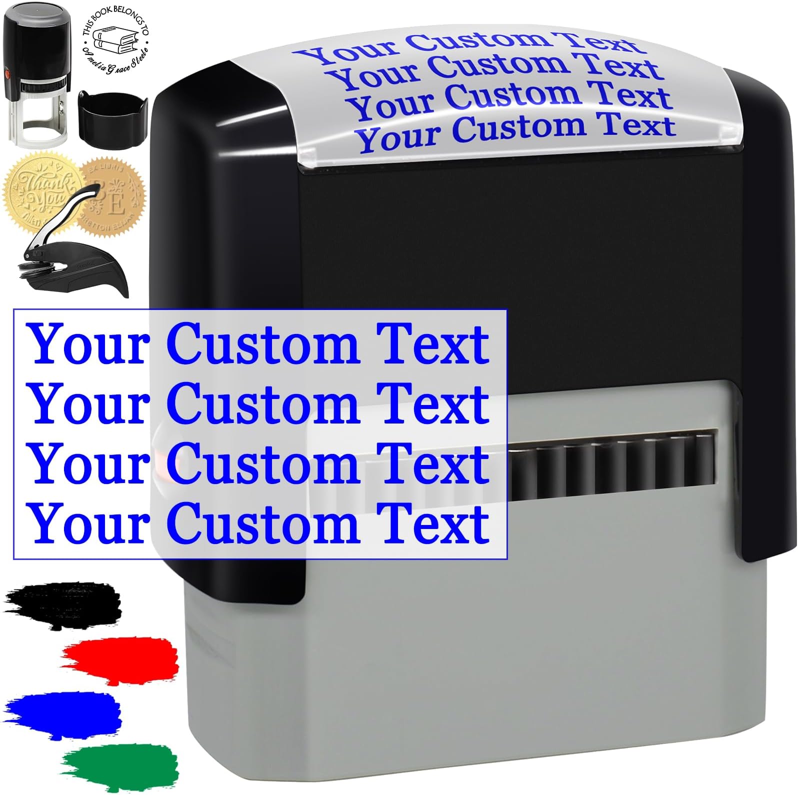 Custom Stamp Personalized Self Inking Stamps Customized Name Signature Ink Stamp for Business Office Date Return Address Label Rubber Stamper Personal