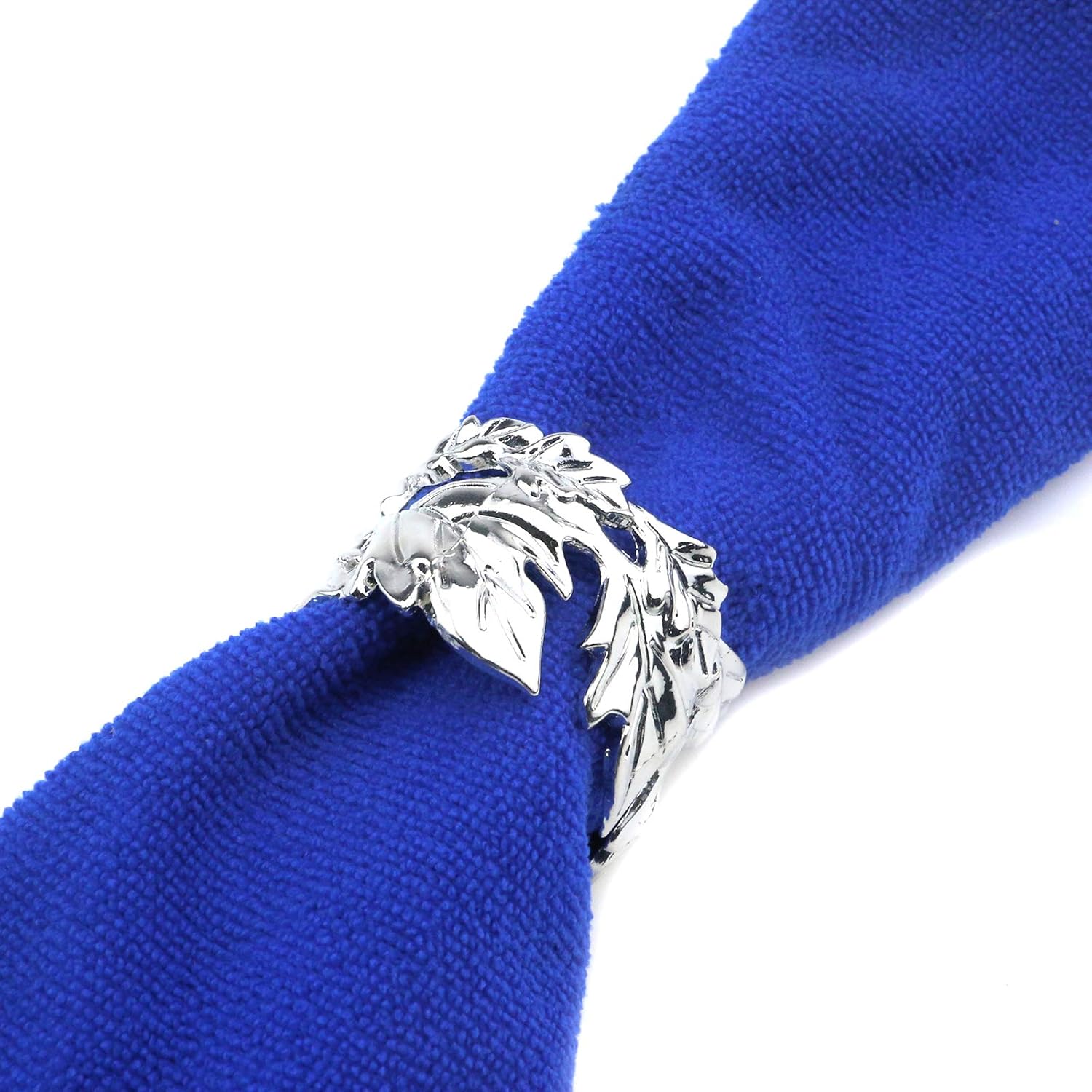 Quluxe 4 Pcs Napkin Rings, Leaaf Napkin Ring Holder for Wedding Party Home Kitchen Dining Table Linen Accessories- Silver : Home & Kitchen
