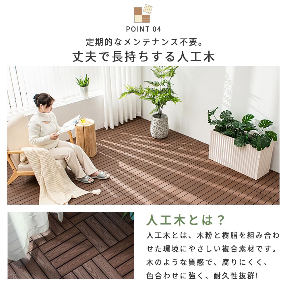 【美品】ウッドデッキ パネル 30枚セット 木製 ジョイント ウッドタイル IRIS OHYAMA ウッドパネル 人工木 ジョイント 1枚 カット ウッド