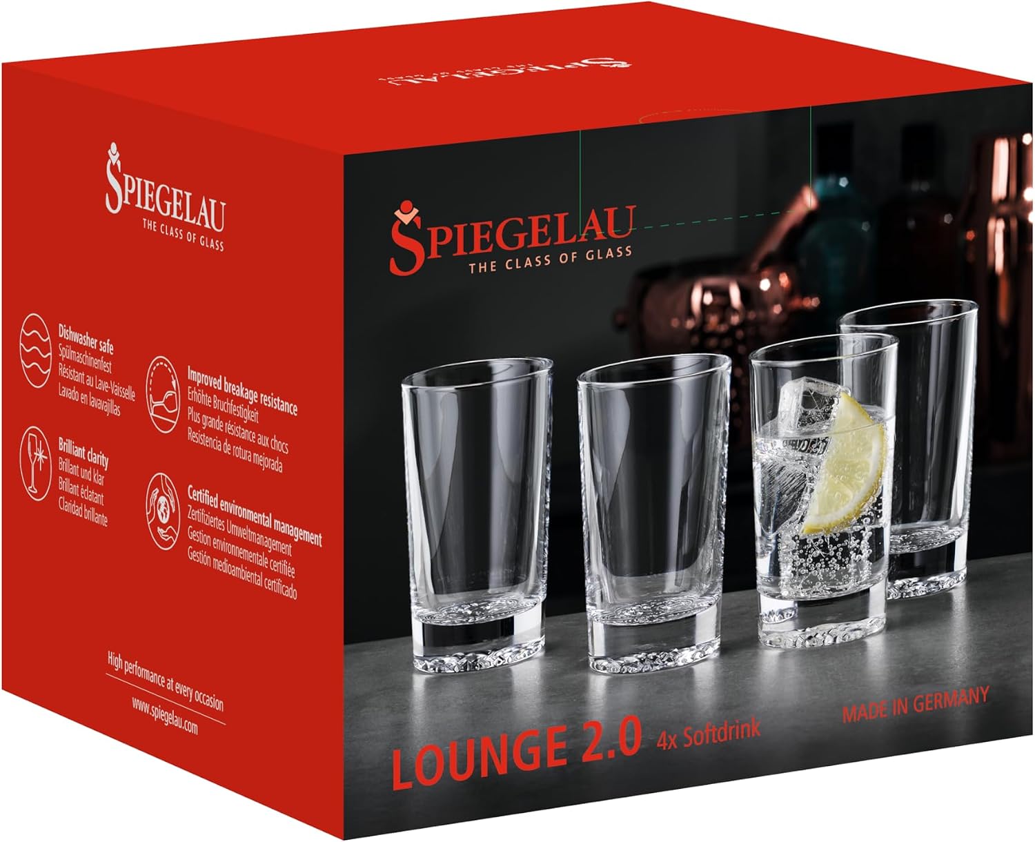 Spiegelau & Nachtmann, Lounge 2.0 2710164 Set of 4 Soft Drink Glasses, Crystal Glass, 247 ml