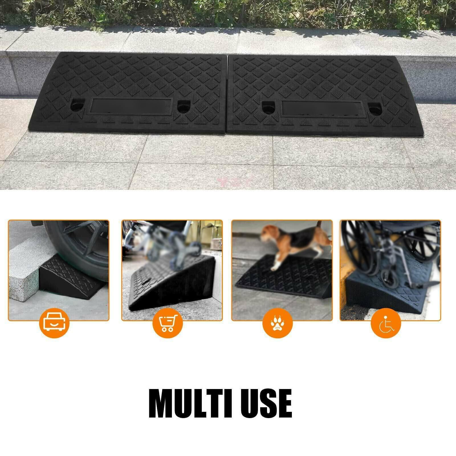 Genérico 2 rampas Antideslizantes de Alta Resistencia para sillas de Ruedas y Scooters de Movilidad - Rampas de umbral para carritos, Robots y Uso en el baño, 50x27x8cm