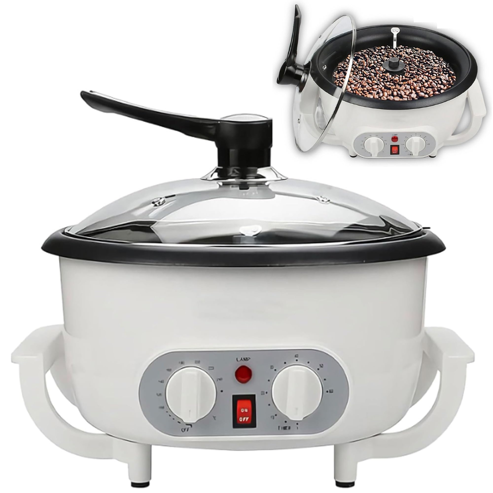 750G Coffee Roaster Machine, Nut Roaster Machine With Non-stick Coating, 100-240℃ Adjustable Temperature & 0-60 Mins Timer, For Nuts Peanuts Corn