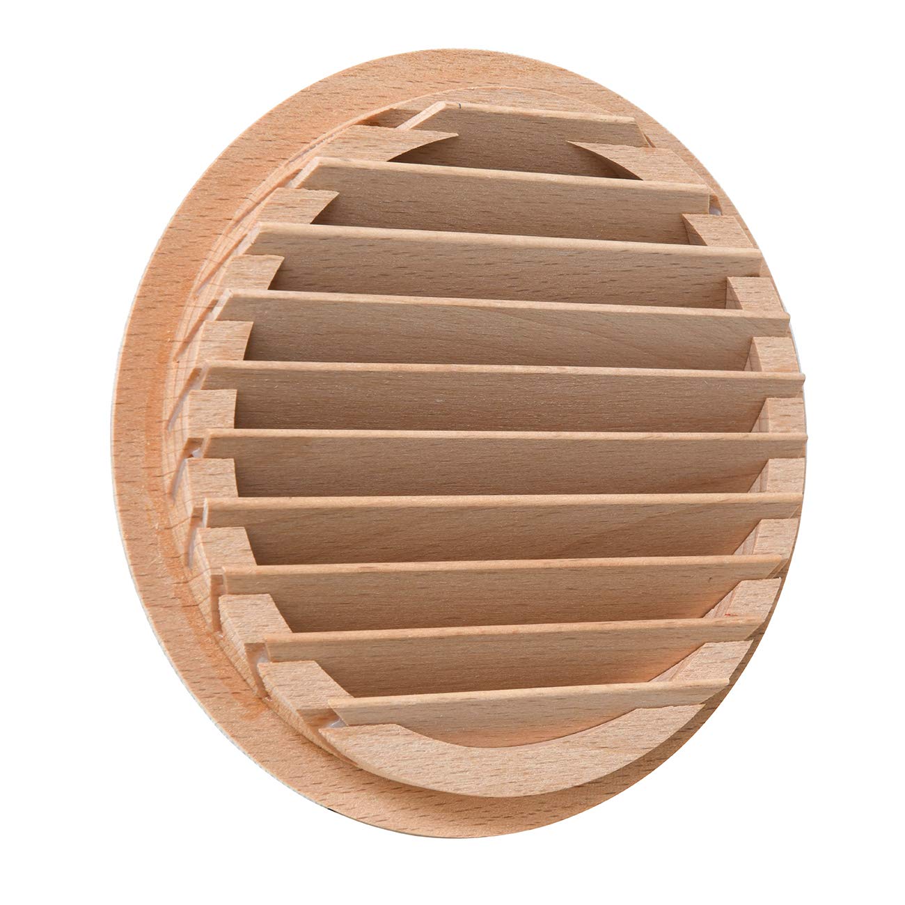 La Ventilazione LGRS125F Griglia di Ventilazione tonda in legno faggio, da incasso. Diametro 140 mm
