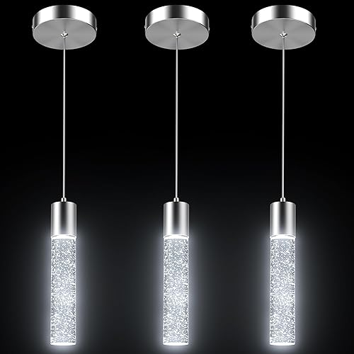 Miniatura 1 de Esfos Luces colgantes para isla de cocina, paquete de 3, 6500 K, modernas luces de isla de cocina, accesorios de iluminación de techo con burbuja de